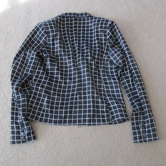 Forever 21 Single Button Blazer Jacket Womens Size Large Black White Check Coat - Picture 6 of 6